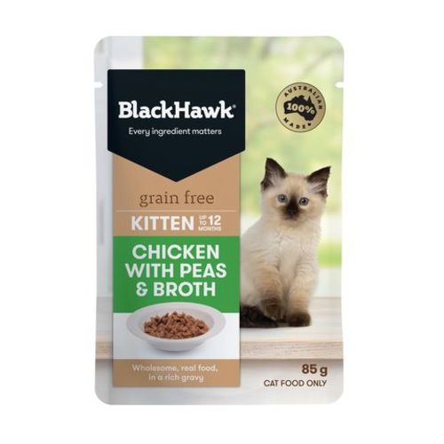 Black Hawk Kitten Chicken Peas Broth 85g